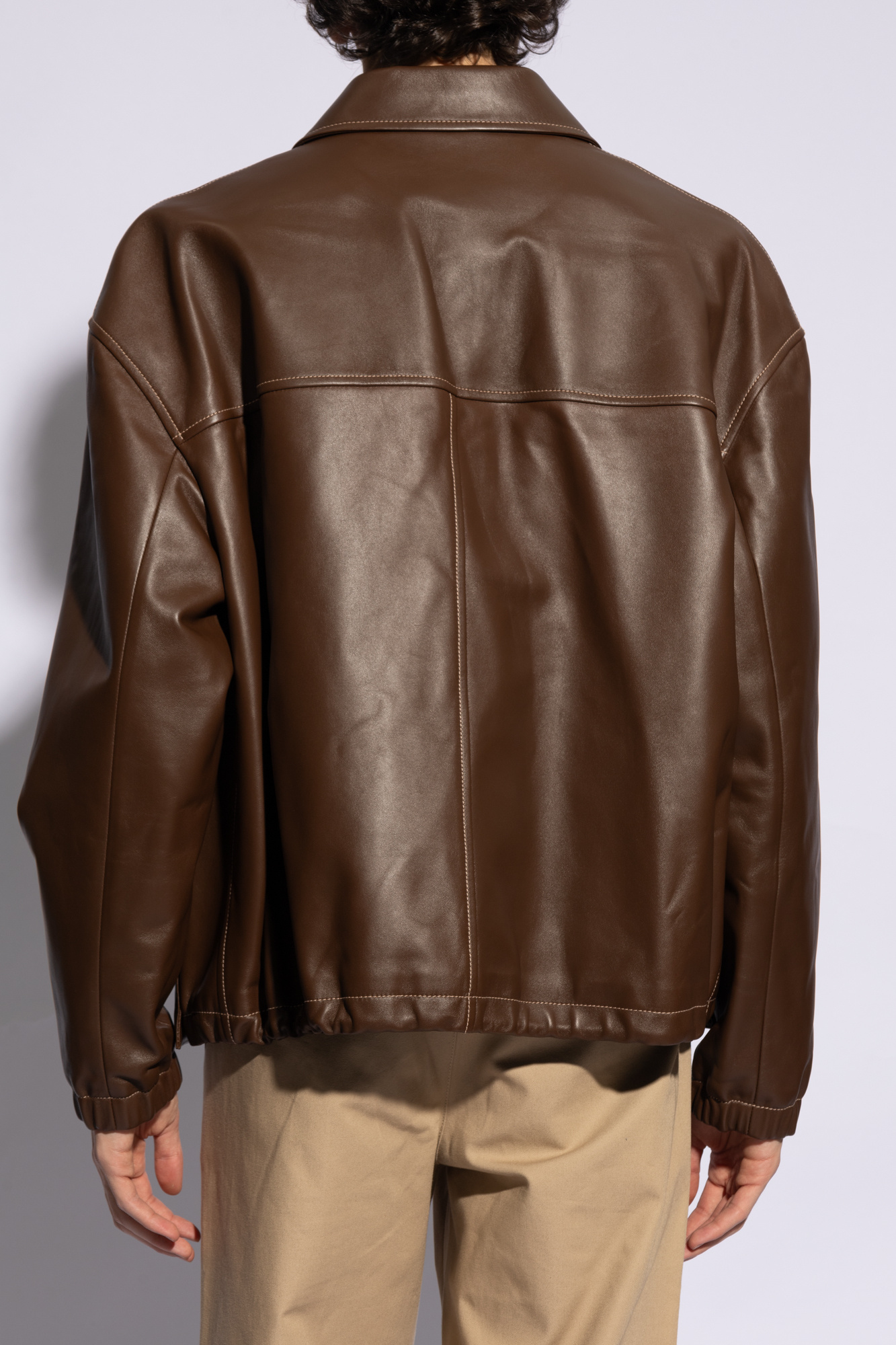 Brown Leather jacket Fendi SchaferandweinerShops Israel Fendi Wendbarer Roma Gurtel Blau